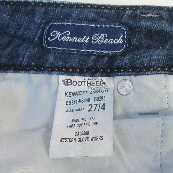 BOOTHEEL TRADING CO Kennett Beach CAPRI Skimmer Denim Jeans Sz 27/4 Cheryl Crow - Picture 7 of 12